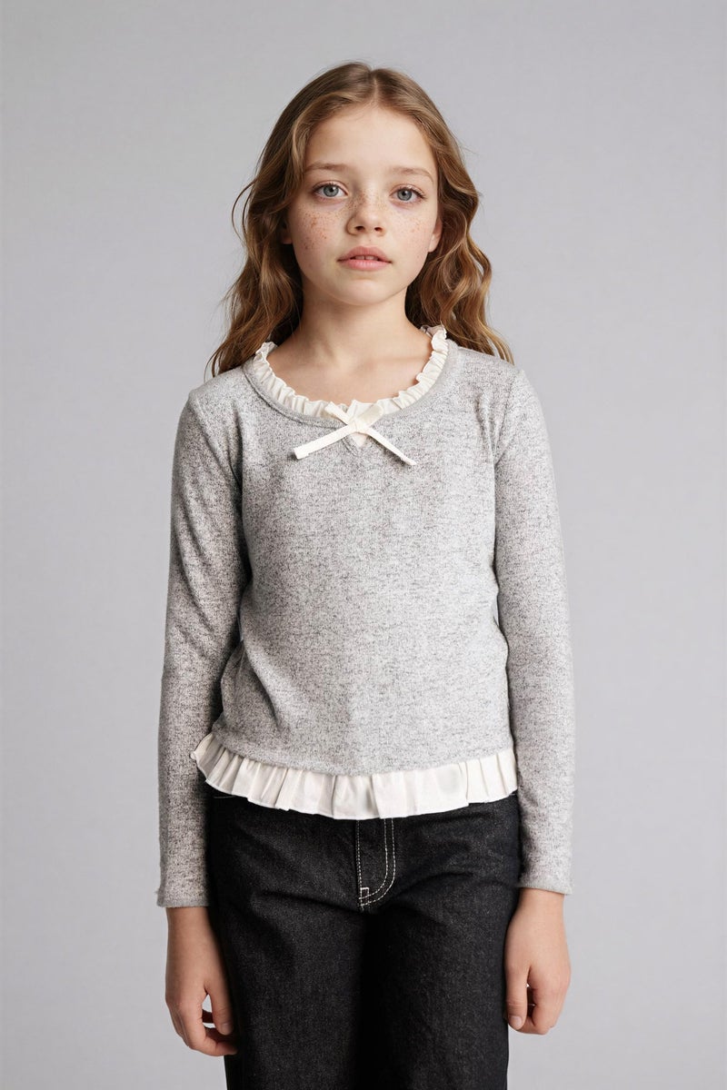 ديفاكتو تيشيرت بناتي كم طويل قصة مريحة - Image 3