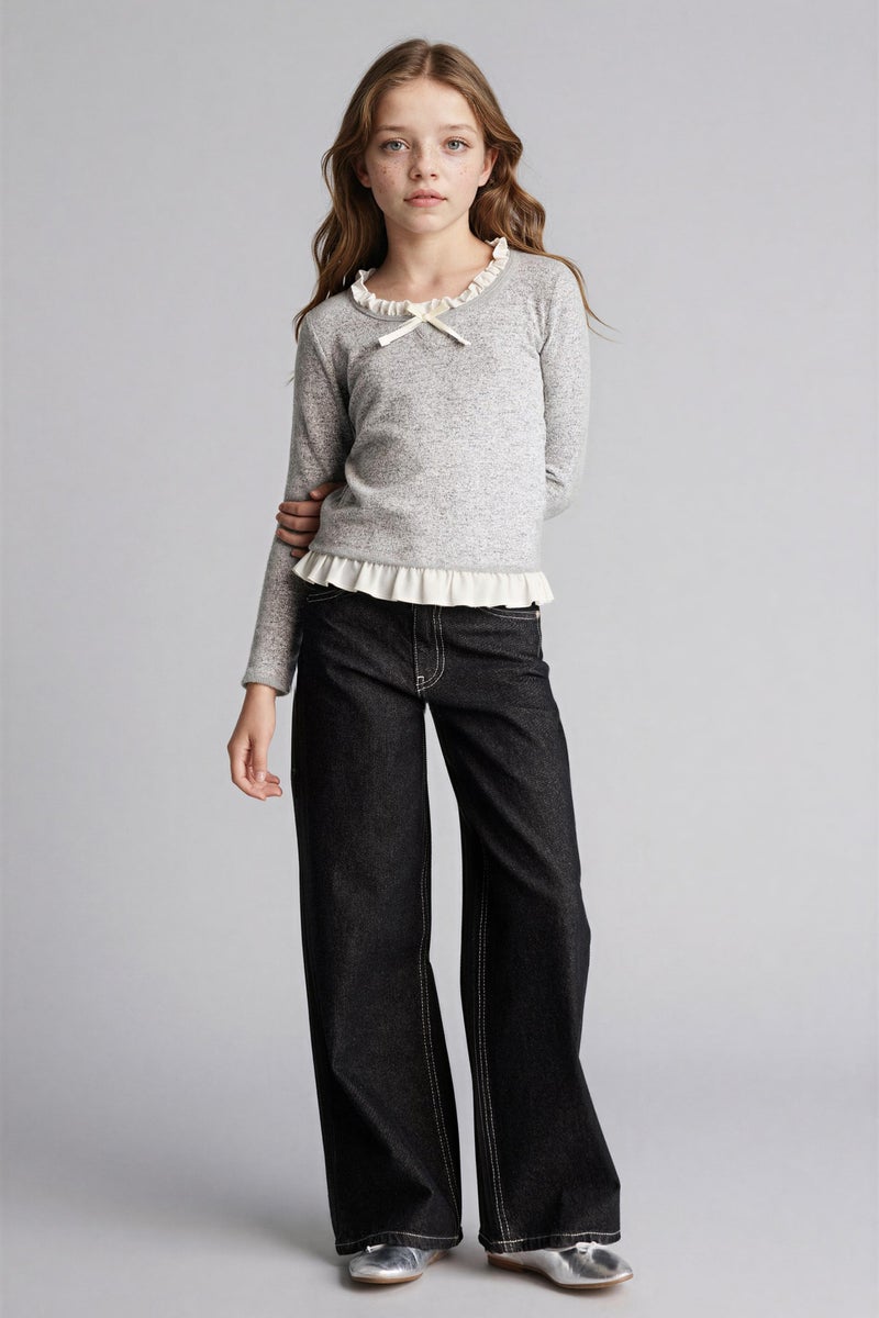 ديفاكتو تيشيرت بناتي كم طويل قصة مريحة - Image 2