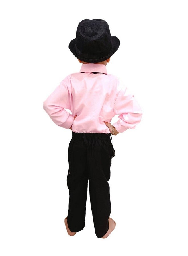 BookMyCostume BookMyCostume Ballroom Western Dance Pink Frill Shirt Black Pant Hat & Bow Set Kids Fancy Dress Costume 10-12 Years  - Image 3