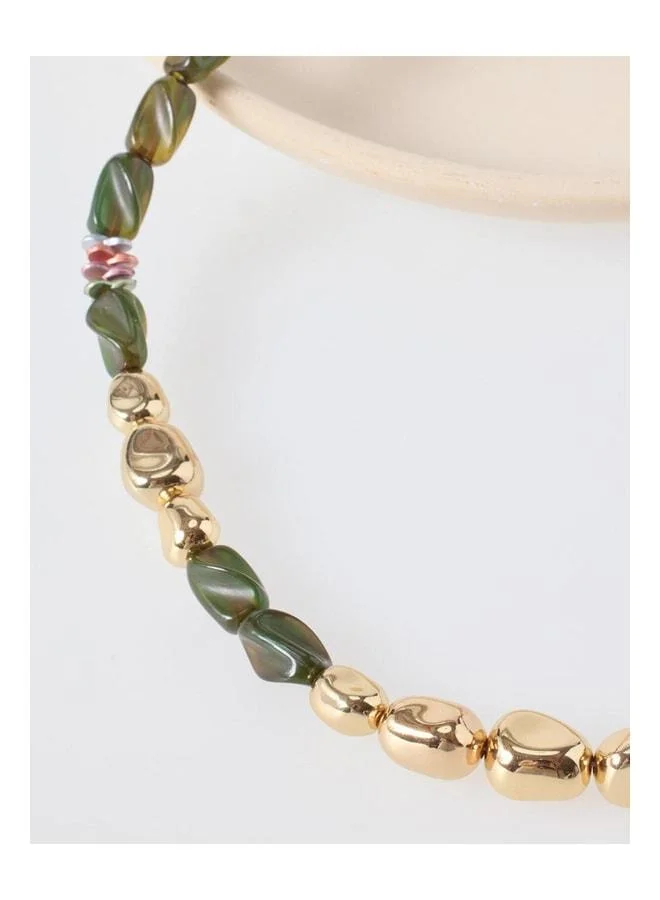 Jimmy Key  Khaki Beaded Adjustable Modern Necklace. for Women | Best Price UAE