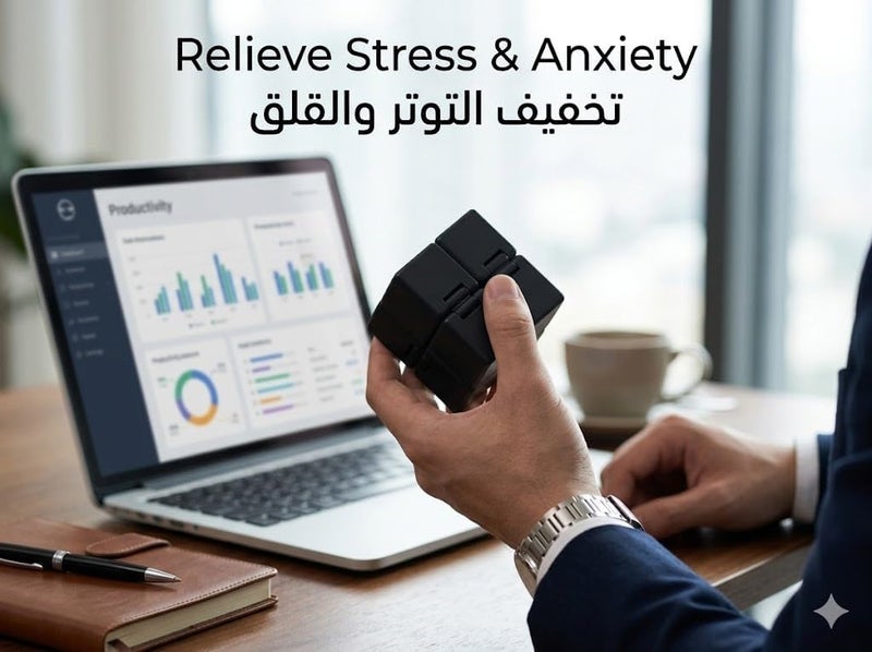 أنا 2 حزمة من مكعب اللانهاية للعب، كتلة طي سحرية باللونين الأسود والفضي، لغز إبداعي لتخفيف التوتر، أداة حسية للتركيز للاستخدام في المكتب والسفر والألعاب الداخلية الصيفية - Image 4