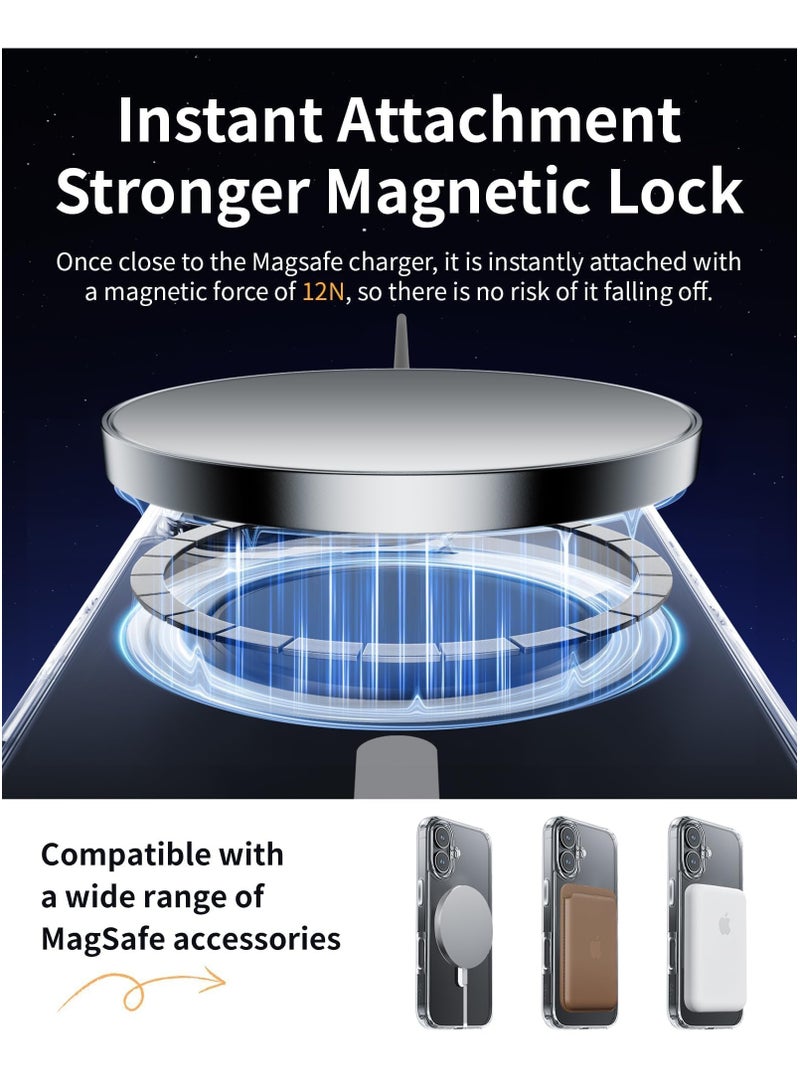 Magnetic Case Cover for iPhone 16 5G, Compatible with MagSafe,Anti-Yellowing Crystal Clear Shockproof Protection Back Cover, Ultra Slim Strong Magnet Phone Shell Case for iPhone 16 5G - Image 2