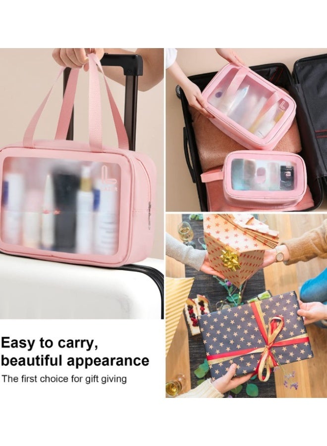 Lazer Premium Makeup Travel Pouch, Cosmetic Bag, Travel kit Pouch for Toiletries, Brushes and Cosmetics - Set of 3 - Washbag Pouch - Pink - Image 5