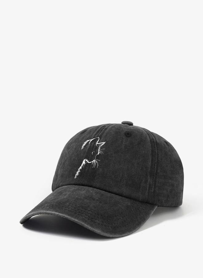 Take Two Grey Cat Printed Baseball Cap - Image 2