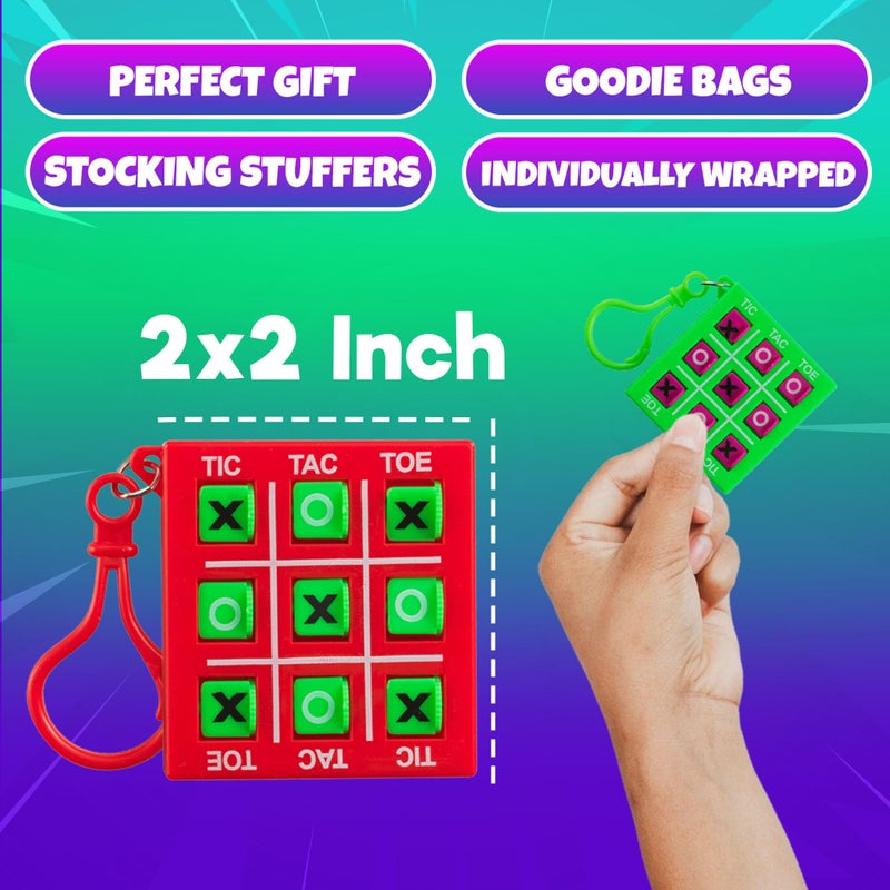 Bedwina 24 Mini Tic Tac Toe Games - Party Favors for Kids 3-5 and Up - 2-Inch Travel Size - Tic-Tac-Toe Keychain Game for Boys & Girls - Goody Bag Stuffers, Classroom Prizes, Valentine's Day, Birthday Gifts - Image 3