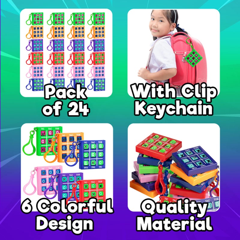 Bedwina 24 Mini Tic Tac Toe Games - Party Favors for Kids 3-5 and Up - 2-Inch Travel Size - Tic-Tac-Toe Keychain Game for Boys & Girls - Goody Bag Stuffers, Classroom Prizes, Valentine's Day, Birthday Gifts - Image 2