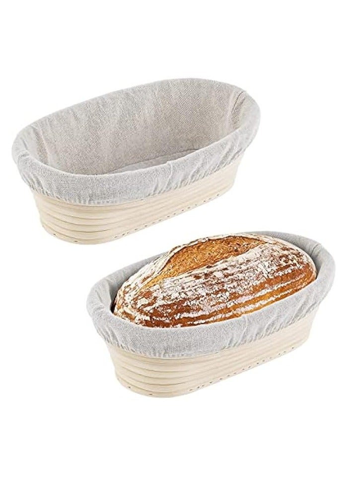 Green Tiger 2 Packs 10 inch Oval Shaped Banneton Proofing Basket Set, Sourdough Bread Proofing Basket Baking Dough Bowl - Image 1