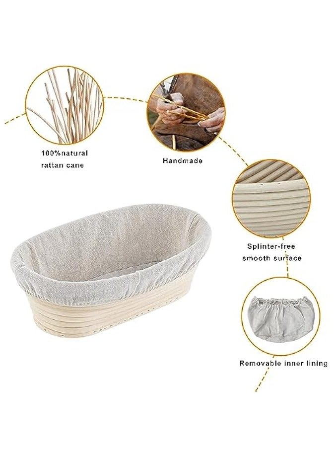 Green Tiger 2 Packs 10 inch Oval Shaped Banneton Proofing Basket Set, Sourdough Bread Proofing Basket Baking Dough Bowl - Image 2