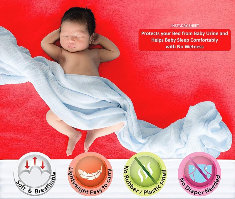Tensifree Instadry Anti-Piling Fleece Extra Absorbent Quick Dry Sheet for Baby, Baby Bed Protector, Waterproof Baby Sheet, (Large, 2) - Image 3