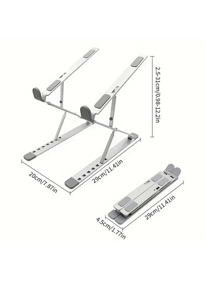 Silver Foldable Laptop Stand Adjustable Height Portable Ergonomic Notebook Holder For Home Office Travel - Image 3