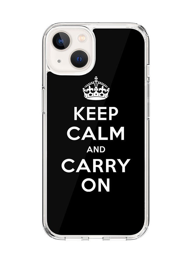 Stylizedd Classic Clear Case for Apple iPhone 14 Plus Hybrid Soft Case Flexible Edges Anti Drop TPU PC Gel Thin Transparent Cover - Keep calm and carry on Full Print - Image 1