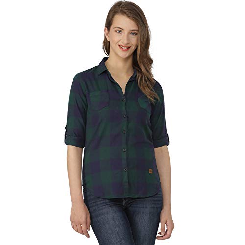 Campus Sutra Women's Checks Shirts(AZ20SHRT_CHECK8_W_PLN_GREBU_AZ_M) - Image 5