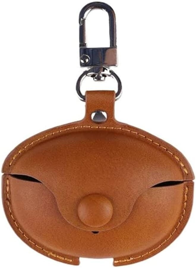 YOMNA - Luxury PU Leather Earphone Cases For Huawei Freebuds 4i, Anti-Shock with Key Metal Holder Soft Cover Protective (Brown) - Image 1
