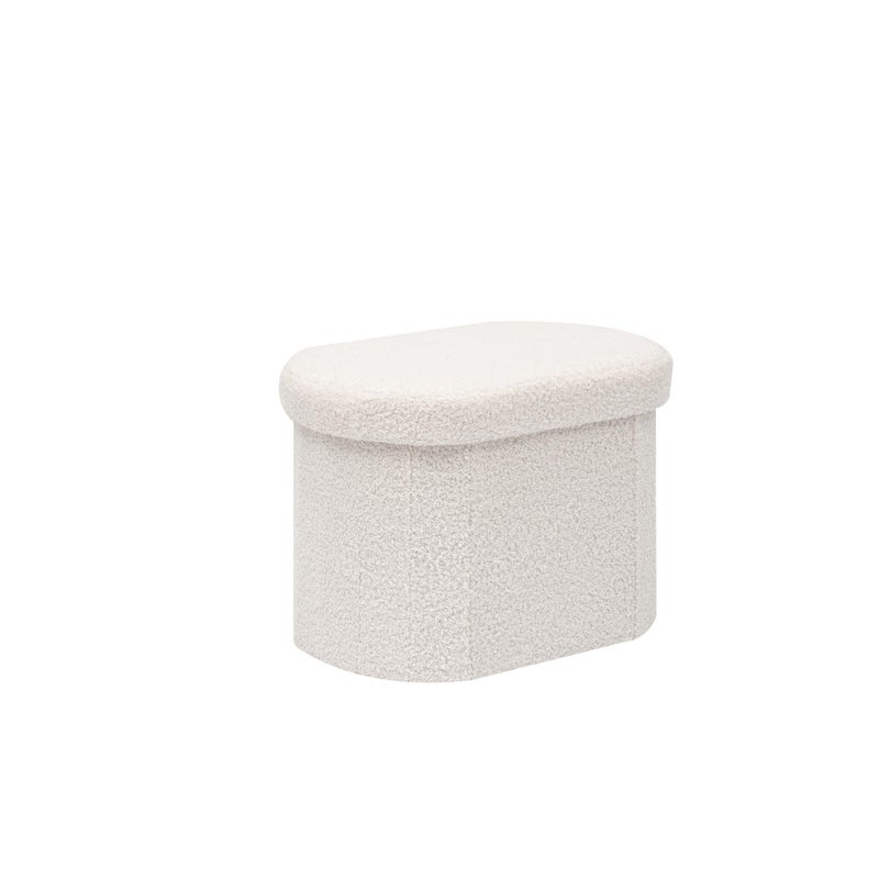 B FSOBEIIALEO Storage Ottoman for Dorm Room, Boucle Folding Storage Ottoman Foot Rest, 16.14 Inches Small Collapsible Ottoman Cube for Living Room White - Image 1