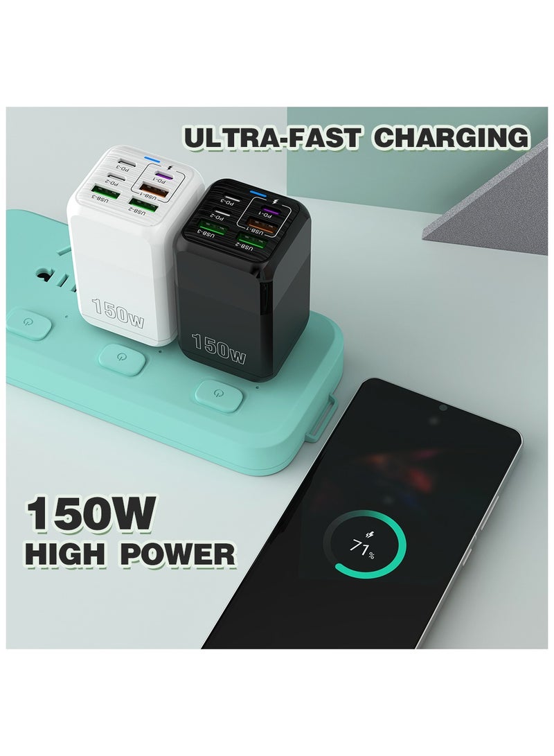 Liboer USB C Charger, iPhone Charger, 150W 6 Ports USB Fast Wall Charger, Type C Charger Block Complicate with iPhone 16/16 Pro/16 Pro Max/15/14/13/12, iPad Pro,AirPods,Samsung S25/S24(Cable Not Included) Black  - Image 3