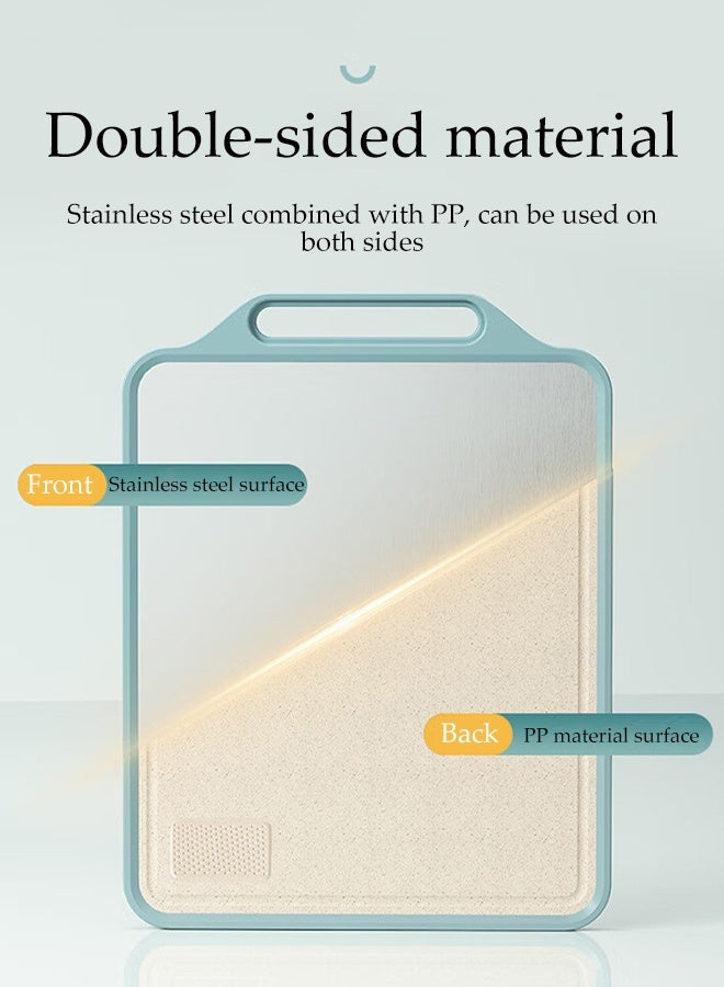 DUNISO لوح تقطيع مزدوج الجوانب، سهل التنظيف، لوح تقطيع من الدرجة الغذائية، وسادة تقطيع وفرم، من الفولاذ المقاوم للصدأ السميك، متين، غير قابل للانزلاق ومضاد للعفن، مناسب للحوم والخضروات والفواكه والجبن في المطبخ المنزلي، إلخ. - Image 4