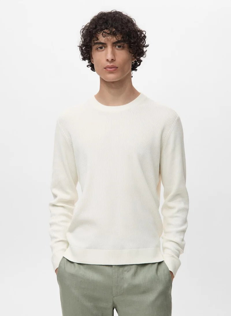 Mango Man Fine rib-knit cotton sweater