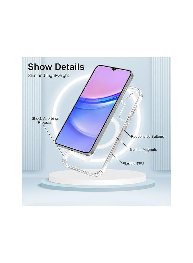 Clear Magnetic Case for Samsung Galaxy A16 - MagSafe Compatible, Soft TPU Bumper, Slim Fit, Shockproof, Anti-Yellow - Image 4