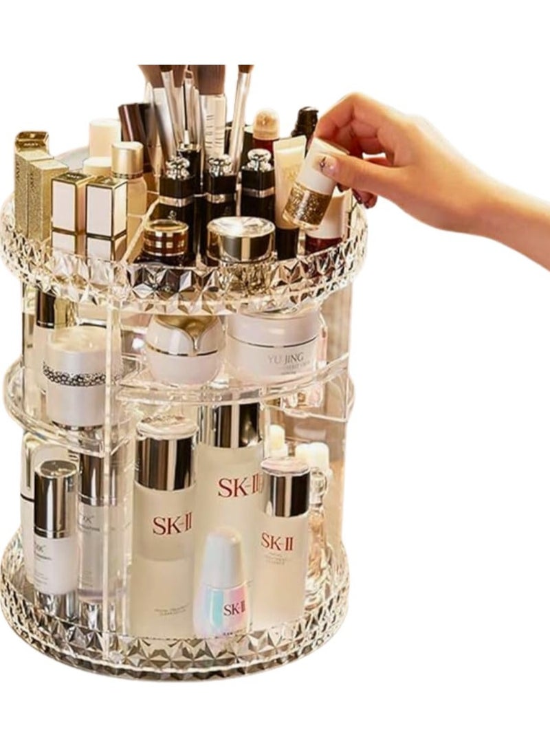 منظم مكياج، حقيبة عرض مستحضرات تجميل دوارة 360 درجة مع 6 طبقات قابلة للتعديل، صندوق تخزين بسعة كبيرة للتزيين، منظم سطح الطاولة للمجوهرات وفرش المكياج واحمر الشفاه والعناية بالبشرة - Image 1