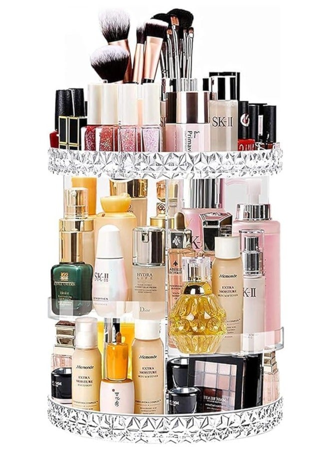 منظم مكياج، حقيبة عرض مستحضرات تجميل دوارة 360 درجة مع 6 طبقات قابلة للتعديل، صندوق تخزين بسعة كبيرة للتزيين، منظم سطح الطاولة للمجوهرات وفرش المكياج واحمر الشفاه والعناية بالبشرة - Image 3