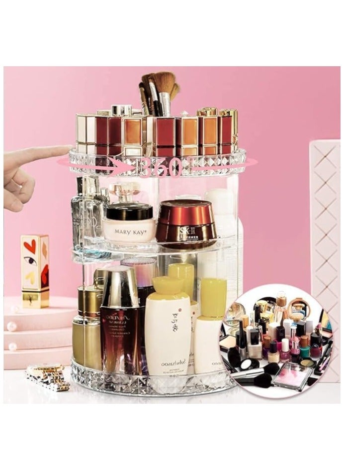 منظم مكياج، حقيبة عرض مستحضرات تجميل دوارة 360 درجة مع 6 طبقات قابلة للتعديل، صندوق تخزين بسعة كبيرة للتزيين، منظم سطح الطاولة للمجوهرات وفرش المكياج واحمر الشفاه والعناية بالبشرة - Image 4