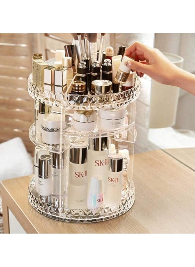 منظم مكياج، حقيبة عرض مستحضرات تجميل دوارة 360 درجة مع 6 طبقات قابلة للتعديل، صندوق تخزين بسعة كبيرة للتزيين، منظم سطح الطاولة للمجوهرات وفرش المكياج واحمر الشفاه والعناية بالبشرة - Image 5