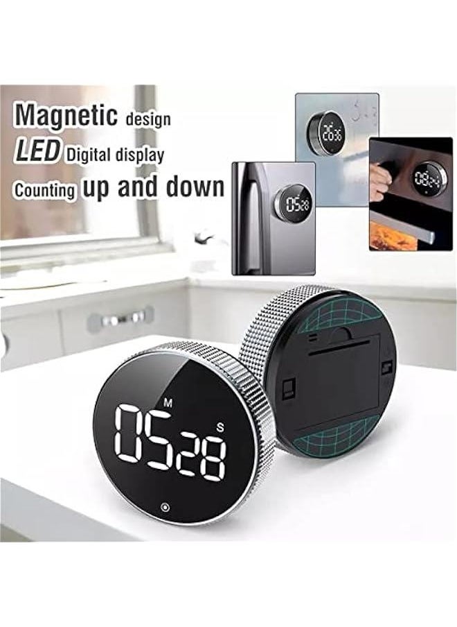 Beauenty Magnetic Rotary Timer, LED Display Timer, Kitchen Timer, Kitchen Baking and Student Learning Self-discipline Time Management Stopwatch Countdown Timer for Kitchen Cooking, Teaching, Study  - Image 2