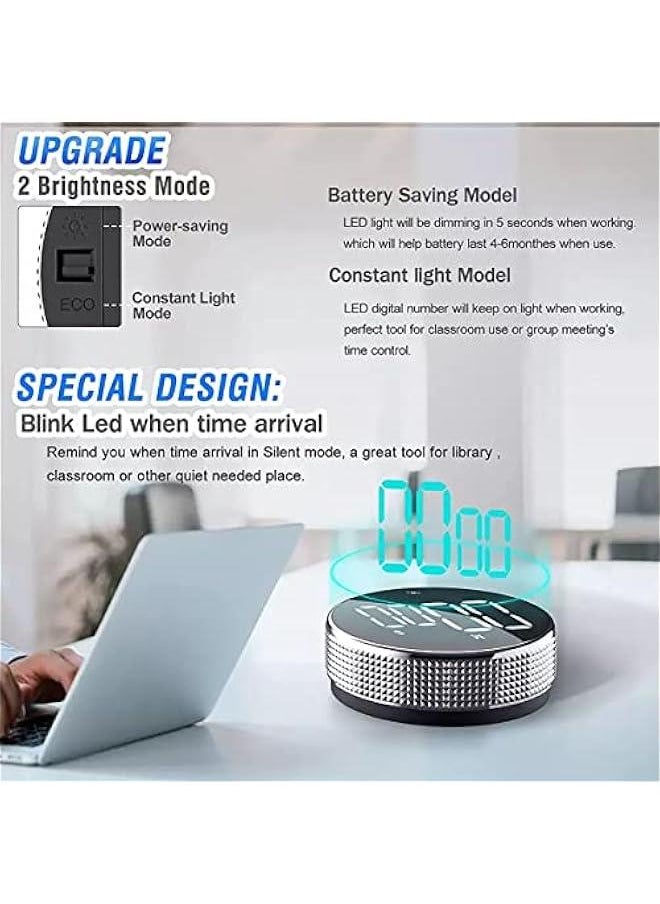 Beauenty Magnetic Rotary Timer, LED Display Timer, Kitchen Timer, Kitchen Baking and Student Learning Self-discipline Time Management Stopwatch Countdown Timer for Kitchen Cooking, Teaching, Study  - Image 4
