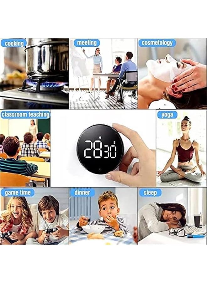 Beauenty - Magnetic Rotary Timer, LED Display Timer, Kitchen Timer, Kitchen Baking and Student Learning Self-discipline Time Management Stopwatch Countdown Timer for Kitchen Cooking, Teaching, Study - Image 1