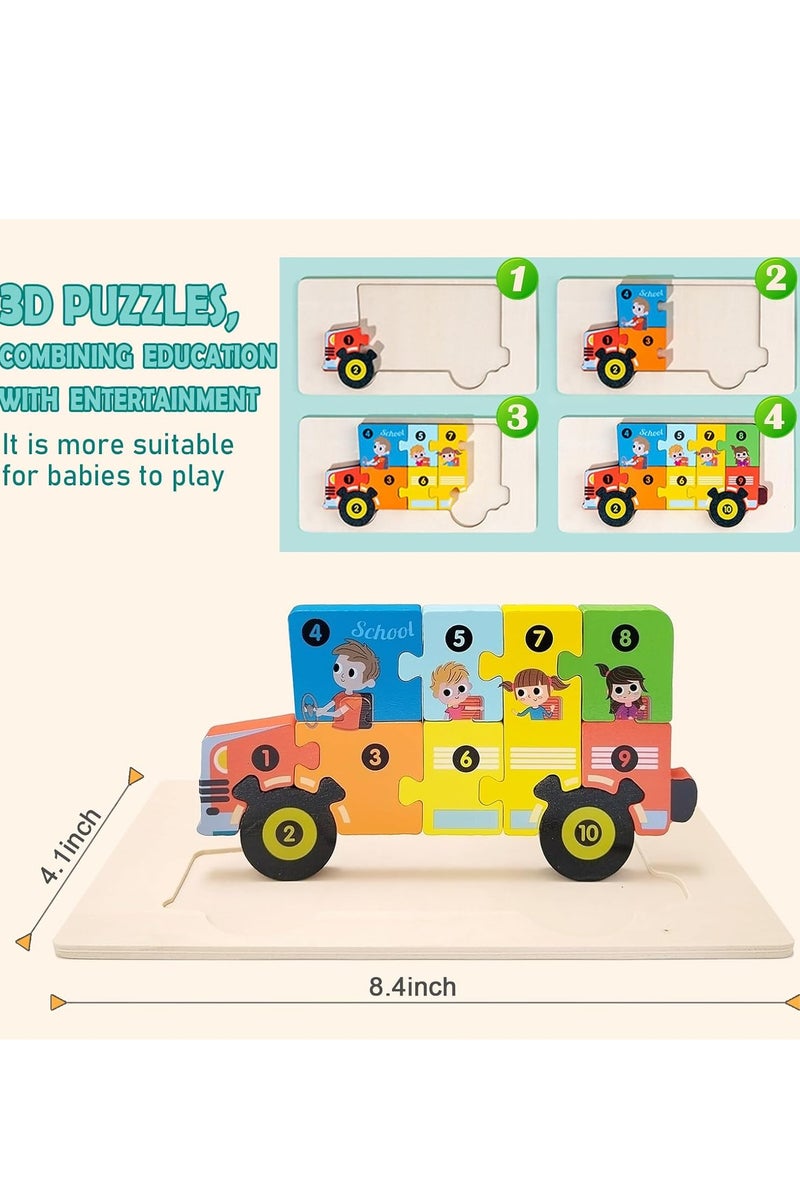 2 Pack Non-Toxic Wooden Car Puzzles – Age 3-5, Ideal Gift for Toddlers - Image 3