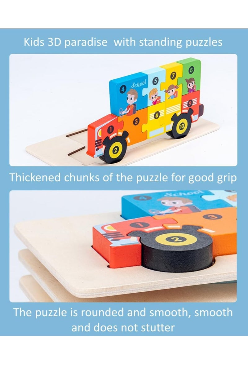 2 Pack Non-Toxic Wooden Car Puzzles – Age 3-5, Ideal Gift for Toddlers - Image 4
