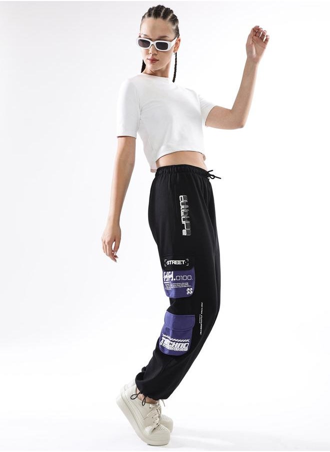 Hubberholme Women Cotton Printed Relaxed-Fit Cargo Joggers  - Image 1