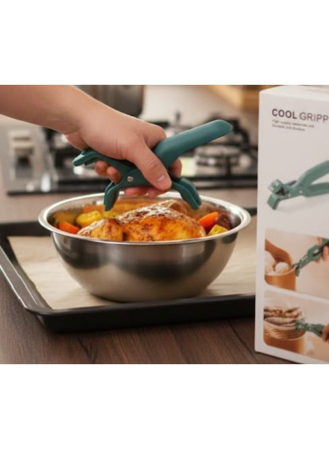 1PCS Cool Gripper Multi Purpose Kitchen Anti Scald Bowl Clamp Anti Scald Hot Plate Tongs Bowl Clamp Clamp Green - Image 2