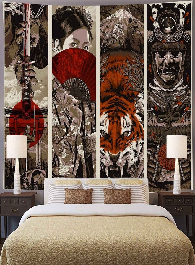 Aidatain Japanese Style Wall Tapestry - Samurai Maiko Tiger Mount Fuji Aesthetic - Flannel 80x60 - Bedroom, Living, Dining Room, College Dorm Wall Hanging GTFNAT0032 - Image 2