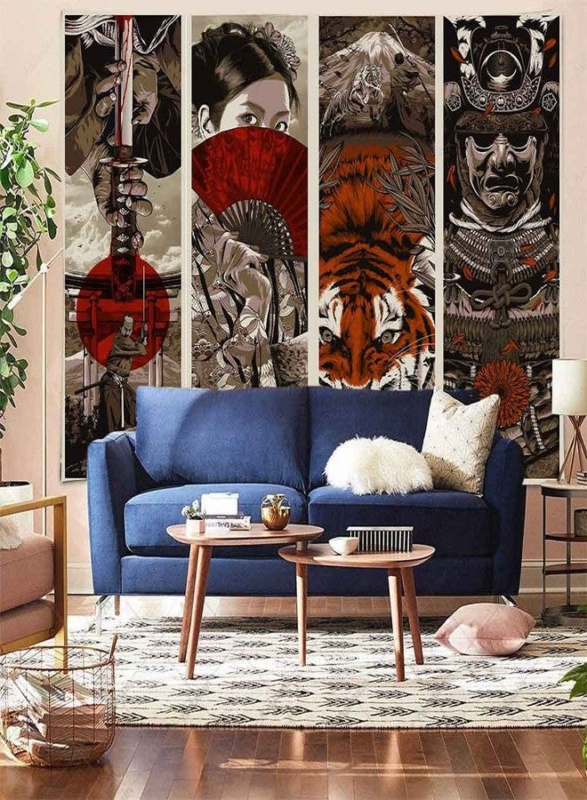 Aidatain Japanese Style Wall Tapestry - Samurai Maiko Tiger Mount Fuji Aesthetic - Flannel 80x60 - Bedroom, Living, Dining Room, College Dorm Wall Hanging GTFNAT0032 - Image 5