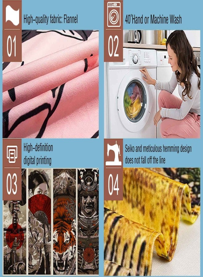Aidatain Japanese Style Wall Tapestry - Samurai Maiko Tiger Mount Fuji Aesthetic - Flannel 80x60 - Bedroom, Living, Dining Room, College Dorm Wall Hanging GTFNAT0032 - Image 4