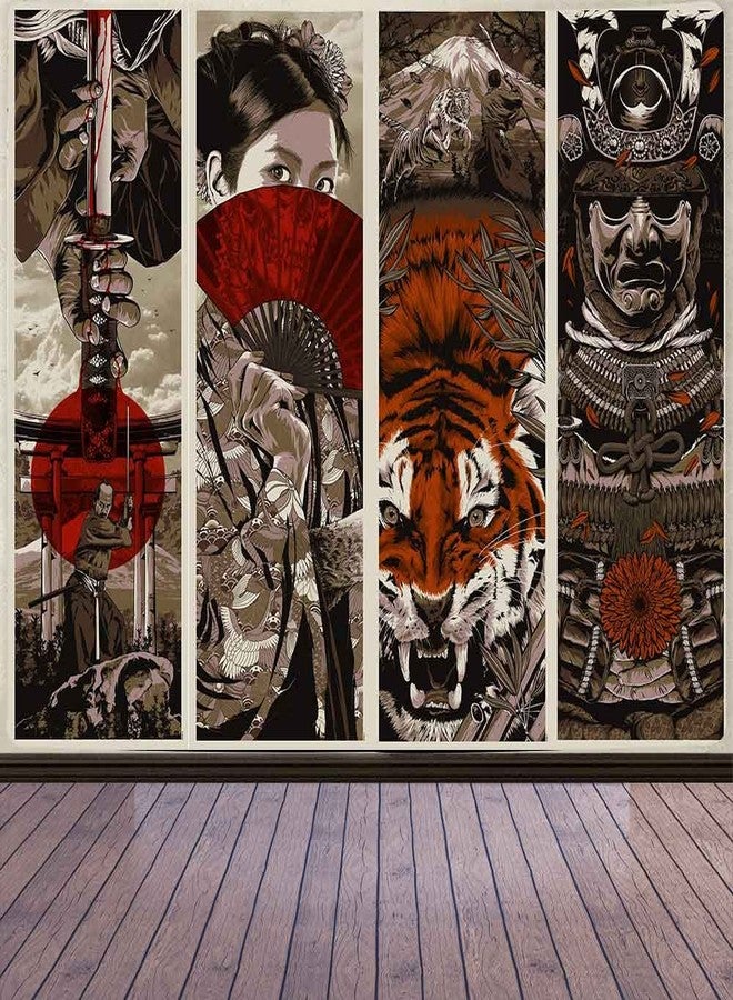 Aidatain Japanese Style Wall Tapestry - Samurai Maiko Tiger Mount Fuji Aesthetic - Flannel 80x60 - Bedroom, Living, Dining Room, College Dorm Wall Hanging GTFNAT0032 - Image 1