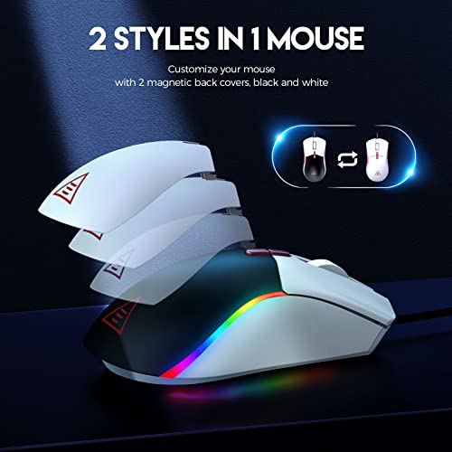 EKSA EM200 Gaming Mouse Wired, USB Mice with 13 RGB Backlit (White and Black) - Image 3
