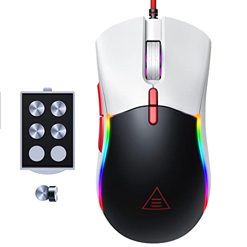 EKSA EM200 Gaming Mouse Wired, USB Mice with 13 RGB Backlit (White and Black) - Image 1