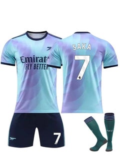 24/25 Season Arsenal Second Football Kits SAKA #7 Fans Football Jersey/Shorts Socks Gift Set Youth Sizes and Adult Size
