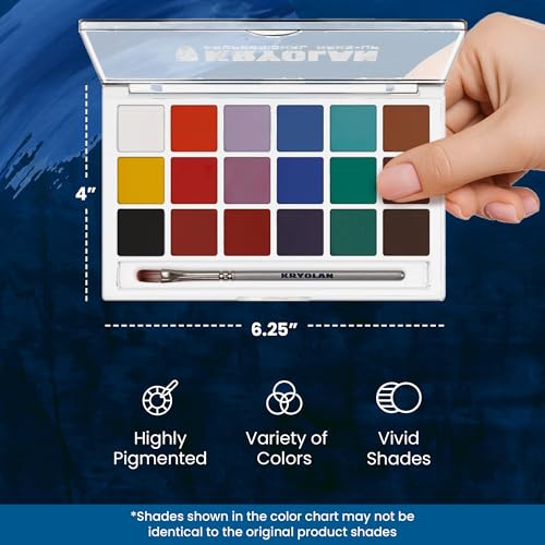Kryolan - 18 Color Face Paint Set - Professional Face/Body Paint - Facepaint Makeup Palette Kit for Party, Halloween Costume, Cosplay, Theater, Stage, Clown - SFX Face Painting Kit for Kids & Adults - Image 3