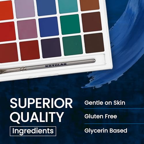 Kryolan - 18 Color Face Paint Set - Professional Face/Body Paint - Facepaint Makeup Palette Kit for Party, Halloween Costume, Cosplay, Theater, Stage, Clown - SFX Face Painting Kit for Kids & Adults - Image 4