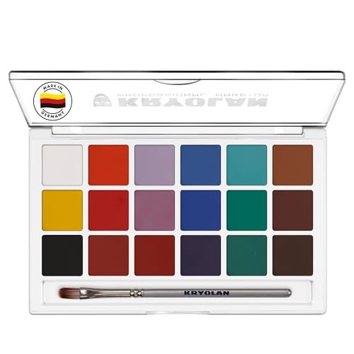 Kryolan - 18 Color Face Paint Set - Professional Face/Body Paint - Facepaint Makeup Palette Kit for Party, Halloween Costume, Cosplay, Theater, Stage, Clown - SFX Face Painting Kit for Kids & Adults - Image 1