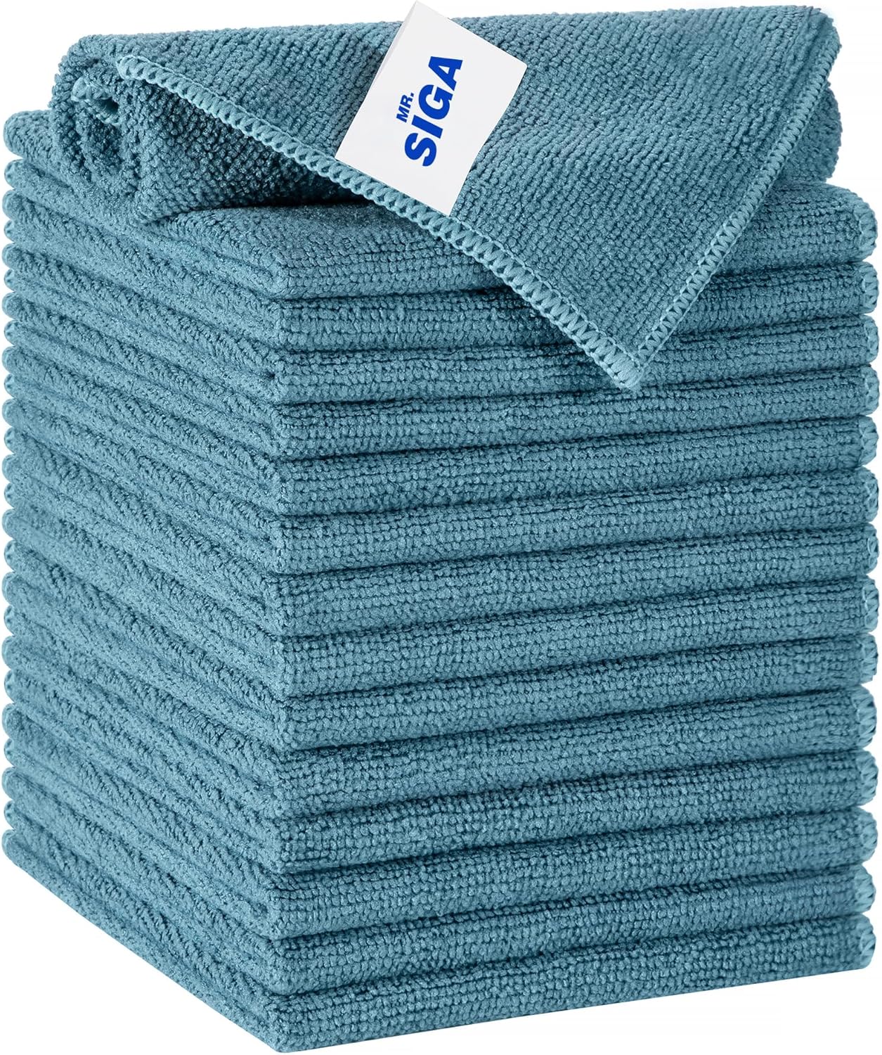Mr Siga MR.SIGA Microfiber Cleaning Cloth, All-Purpose Towels, Pack of 15, Light Teal, 30 x 30 cm