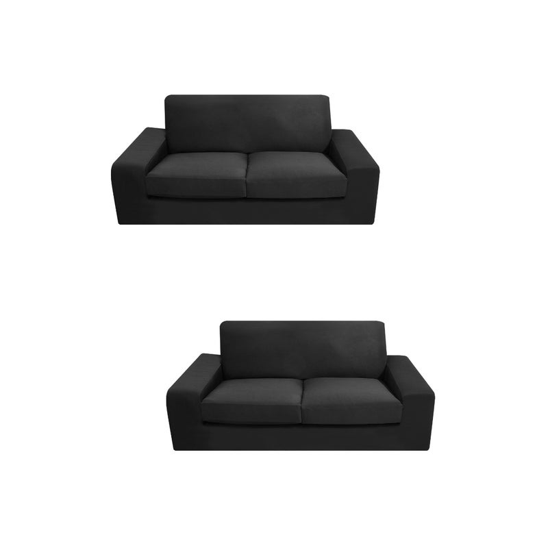 2pcs WINOMO 1PC High Elasticity Anti- Chair Covers Sofa Cover Slipcover Couch (Black) - Image 1