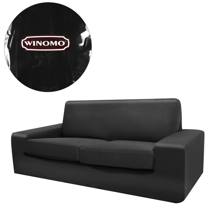 2pcs WINOMO 1PC High Elasticity Anti- Chair Covers Sofa Cover Slipcover Couch (Black) - Image 2