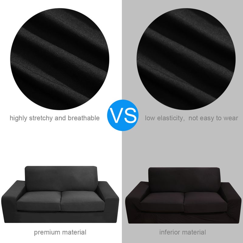 2pcs WINOMO 1PC High Elasticity Anti- Chair Covers Sofa Cover Slipcover Couch (Black) - Image 4
