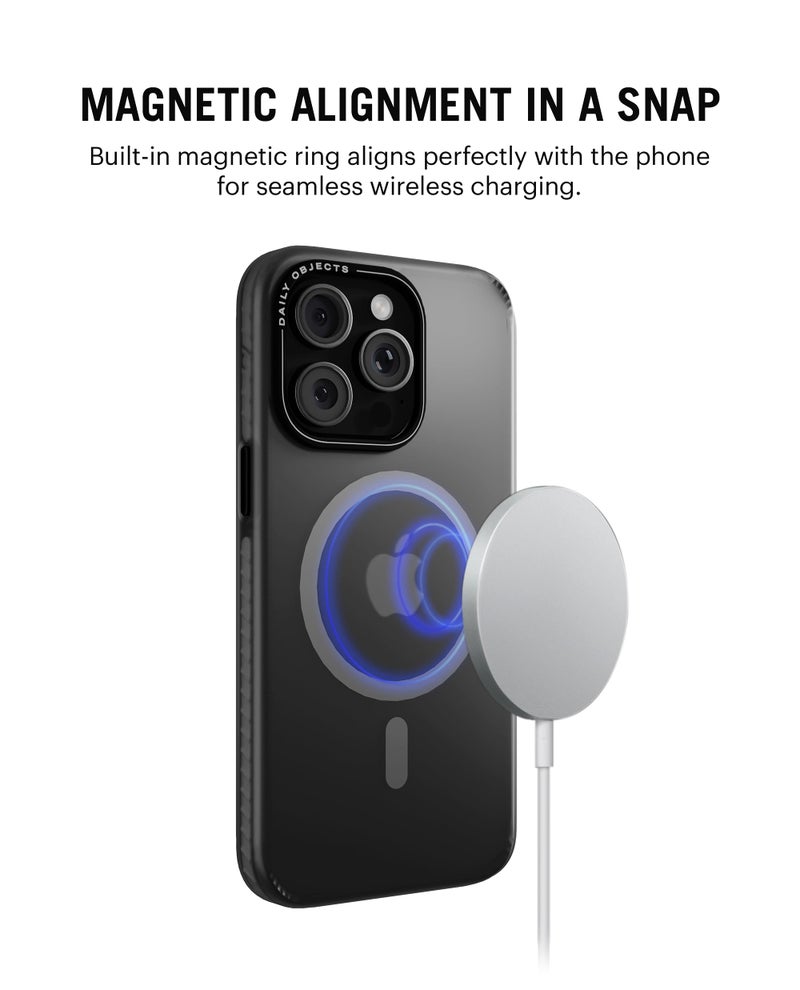 DailyObjects Polycarbonate Case for iPhone 15 Pro Compatible with Mag-Safe Wireless Charging,Black Nimbus Slim Shockproof Back Cover - Image 2