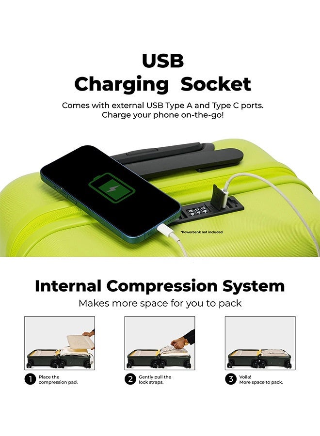 موكوبارا للتجارة ذ.م.م حقيبة سفر كابينة - بولي كربونات ماكرولون ألماني، أصفر صن سايد، أصفر - Image 3