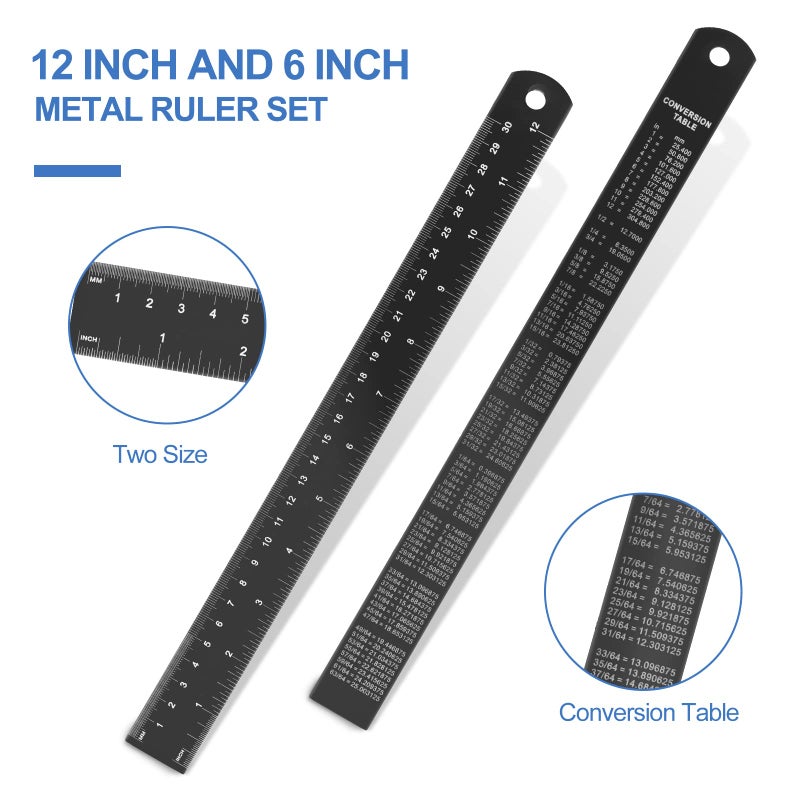 mveohos Architectural Scale Ruler With Straight Ruler  12 Inches Imperial Measurements  Blcak Laser-Etched Aluminum Architect Triangular Ruler For Architects  Engineers  Architects  Students And Draftsman - Image 3